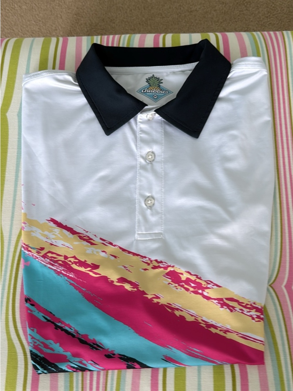 Men’s Chubbies Tennis Champ Performance Golf Polo Shirt paint brush style medium